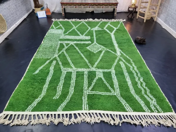 Grass Green and White Rug