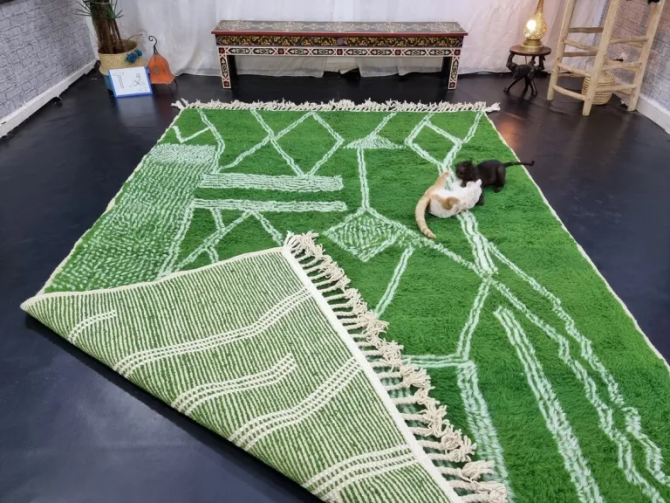 Grass Green and White Rug