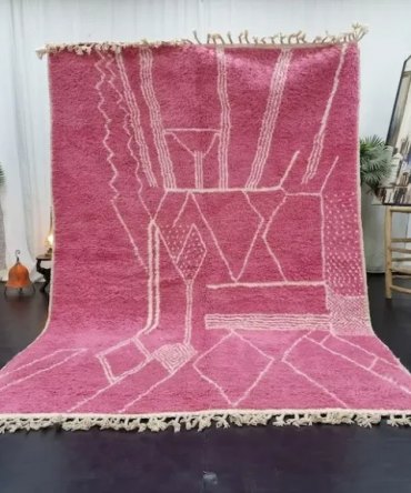 Pink Abstract Wool Rug