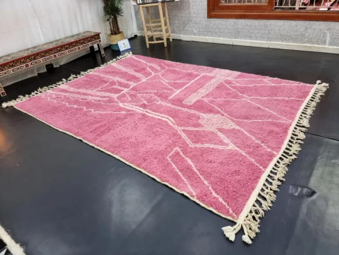 Pink Abstract Wool Rug