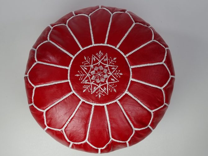 mororccan pouf red white