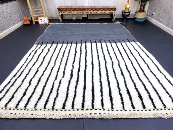 Steel Blue and White Rug