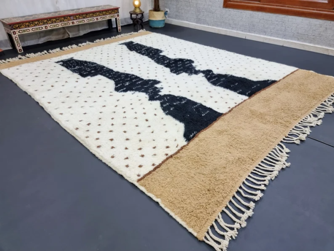 Dotted Beige and Black Rug